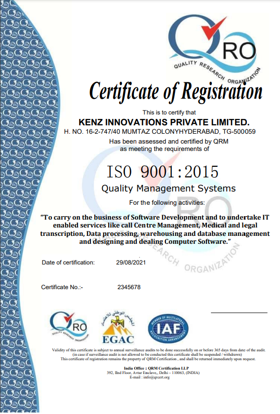 ISO 9001 Certification